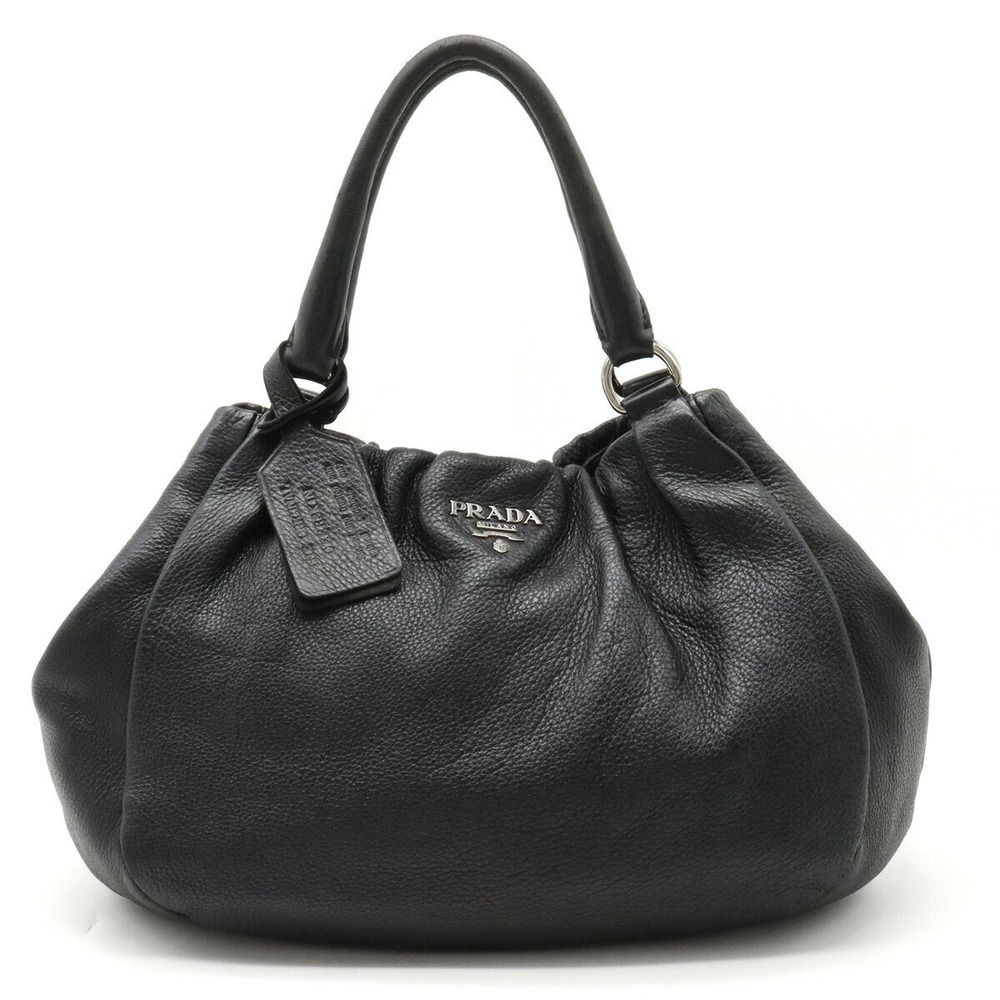 Prada VITELLO PHENIX Tote Bag Handbag Leather NERO Black